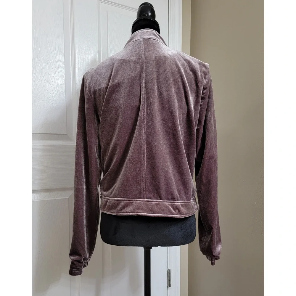 Molly Green Velvet Moto Jacket Dusty Mauve Purple Asymmetrical Zip Biker‎ Large